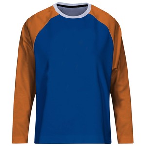 Camiseta de Béisbol Personalizada de Manga Larga en Naranja y Azul Rey |   Uniforme de Equipo Sublimado en Blanco |   Camiseta Deportiva de Secado Rápido - Product Image 3