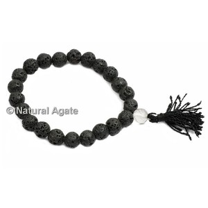 Bracelet de yoga premium en mélange de pierres de lave et de quartz rose – Pierres précieuses naturelles en gros - Product Image 3