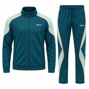 Ensemble de survêtement marron et violet avec veste zippée et pantalon à poches latérales, design sportif pour adultes, idéal pour l'automne - Product Image 5