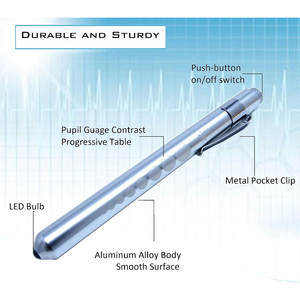 ชุดอุปกรณ์ตรวจวัดทางการแพทย์สำหรับนักเรียน 7 ชิ้น ประกอบด้วย ค้อนสะท้อนเสียง C128 C512 ตะเกียงวัดเสียงสะท้อน  ไม้บรรทัดวัดรูม่านตา  ผ้าพันแผล และกรรไกร - Product Image 3