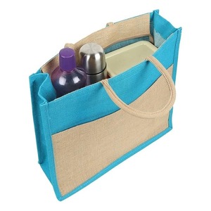Bolsa de Yute Natural Roja Personalizada con Asas de Cuerda Beige, Bolsa de Compras Reutilizable de Dos Tonos para Comestibles, Bolsa de Regalo Ecológica de Yute - Product Image 6