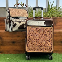 Nouvel Arrivage 2026 : Ensemble Combo Valise à Roulettes en Cuir de Vachette Façonné à la Main et Sac à Dos à Couches en Cuir Façonné à la Main pour Unisexe