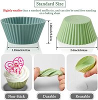 Moules à cupcakes en silicone réutilisables, moules à muffins, moules à gâteaux antiadhésifs de qualité alimentaire pour la cuisson de cupcakes et de muffins, 24 pièces
