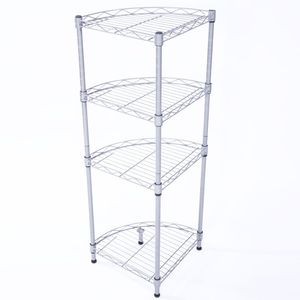 Scaffale di Stoccaggio a 4 Ripiani XM 243S Grigio Argento, in Acciaio al Carbonio a Forma di Ventaglio per Organizzazione Domestica - Product Image 5
