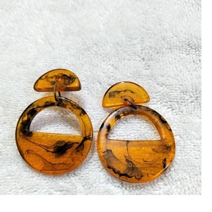 Boucles d'oreilles en bois et résine pour femme, bijoux de mariage, vente en gros, couleur personnalisée, boucles d'oreilles tendance en acrylique pour femme - Product Image 6