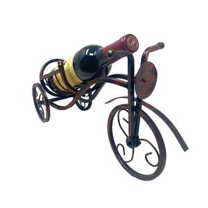 Porte-bouteille décoratif en métal pour vélo, support sculptural pour une bouteille, design classique et moderne, sur roulettes, capacité 3L, finition bronze, en fer - Product Image 1