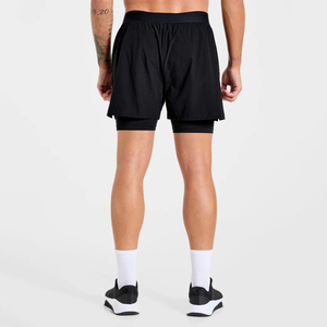 Wholesale Custom Logo OEM Men's Solid Black Sporty Running Shorts Quick Dry & Breathable Elastic Waist <b>Mid</b> Length Knitted Shorts - Product Image 3