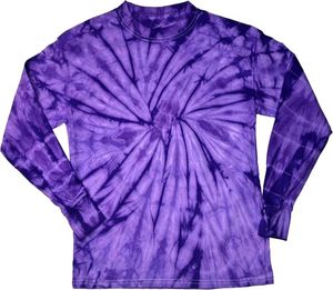 เสื้อยืดแขนยาวผ้าฝ้ายมัดย้อมเสื้อเชิ้ตแขนยาวแบบลำลองสีรุ้งแบบกำหนดเองได้สำหรับ100% - Product Image 4