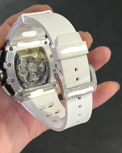 VVS Moissanite Diamond Digital Sapphire Crystal Men's Luxury Stainless Steel <b>Watch</b> Leather Strap 5BAR Water Resistance Hip Hop - Product Image 2