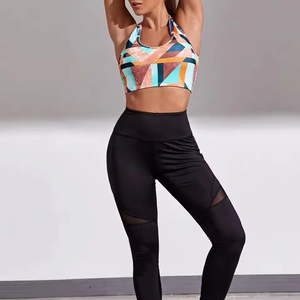 Vibrant Geometric Pattern Print Sports Bra for Women High Support <b>Padded</b> Fitness Crop Top - Product Image 6