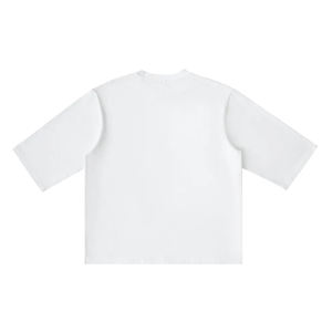 T-shirt Oversize Coupe Boxy Personnalisé Streetwear Coton Premium Homme 200g Manches Courtes Teint Uni Tricoté Uni Style Collège - Product Image 6