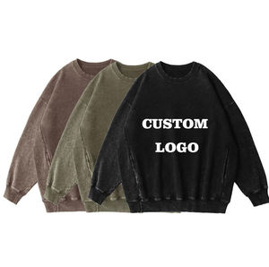 เสื้อสเวตเชิ้ตผู้ชายไซส์ใหญ่ ผ้าฝ้าย คอกลม สกรีนโลโก้ได้ สีพื้น สไตล์ลำลอง สตรีทแวร์ ฤดูใบไม้ร่วง แขนยาวถัก - Product Image 1