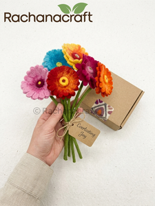 Flores de Gerbera de Fieltro Hechas a Mano, Tallos Florales Artificiales con Limpiapipas para Decoración de Bodas y Hogar, Regalo - Product Image 3