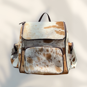 Mochila de Cuero Genuino Hecha a Mano con Cierre, Diseño Floral Occidental, Gran Capacidad, Correa de Hombro Arqueada, Unisex - Product Image 2