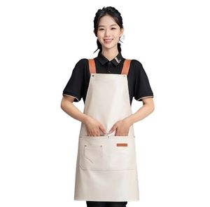 Delantal de Cocina Clásico sin Mangas de Cuero Sintético PU, Delantal de Carnicero Impermeable y Resistente al Aceite para Uso Diario - Product Image 4