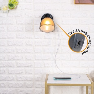 BKLW-BLG4 Home Decor 1-Lumière E26/E27 En Plastique Double Ombre Mur Montage Vanité Mur Lampe avec USB Port de Charge - Product Image 3