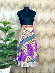 Vintage Recycled Silk Wrap <b>Skirt</b> | Handmade Reversible Maxi | <b>Boho</b> Floral Beach Dress with Belt | Breathable One Size - Product Image 2