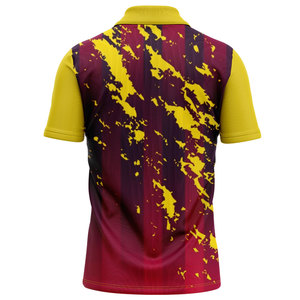 เสื้อโปโลแขนสั้นผู้ชายพิมพ์ลายดิจิตอลสีเหลืองแดงลายทางลำลองระบายอากาศได้ดีเสื้อกีฬา - Product Image 2