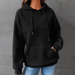 Pull-over décontracté pour femme à manches longues, col chemise, en coton/fibre de bambou côtelé, couleur unie - Product Image 4