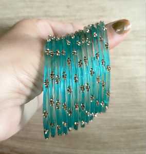 Ensemble de bracelets en verre vert clair avec motif de fleurs en strass de cristal, style bohème, bijoux pour femmes - Product Image 3