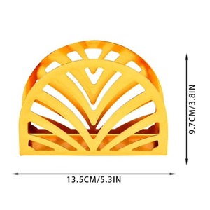 แหวนรองผ้าเช็ดปากโลหะรูปครึ่งวงกลมสีทอง ขนาด 13.5x9.7 ซม. อุปกรณ์ตกแต่งโต๊ะ - Product Image 1