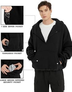 Sweat à capuche zippé pour homme, 400 g/m², en molleton de coton et polyester, teint uni, coupe classique, avec logo personnalisé, marque privée, vêtements d'hiver, Pakistan - Product Image 2