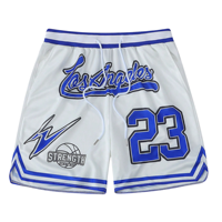 Shorts de basketball pour hommes, personnalisables, color block, séchage rapide, respirants, en maille, pour le sport, la gym, l'entraînement athlétique, la course à pied, avec ceinture du fabricant