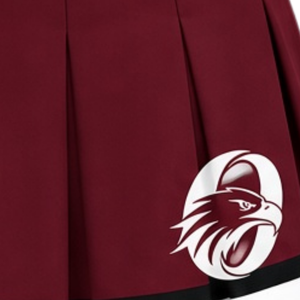 Jupe plissée sublimée bordeaux et blanc pour cheerleading, bas de tenue d'équipe athlétique, vêtements d'entraînement sportif, performance et compétition - Product Image 5
