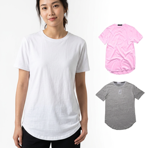 Men's Oversized <b>Longline</b> Solid Color Cotton <b>T</b>-<b>Shirt</b> Short Sleeve O-Neck Casual Style <b>White</b> Pink Gray - Product Image 6