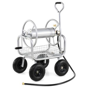 Carrello Avvolgitubo da Giardino Rinforzato da 15m/7,5m con Ruote Pneumatiche da 10 Pollici e Cesto Portaoggetti con Raccordo in Ottone di Grande Capacità - Product Image 1