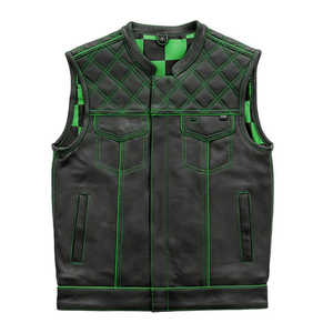 Chaleco de Cuero para Motocicleta para Hombre Finish Line Green Checker - Product Image 1