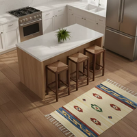 Tapis de pique-nique et de maison rectangulaire multicolore en coton tissé beige, motif floral moderne, lavable en machine, avec envers réversible, vente en gros