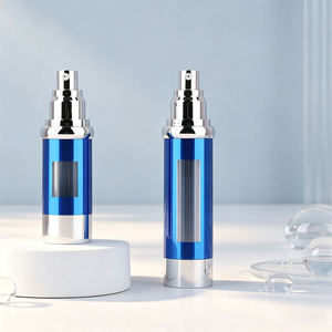 Flacon distributeur sous vide électroplaqué bleu de 15 ml, 30 ml, 50 ml avec fenêtre de visualisation - idéal pour les lotions, les bases de teint et les crèmes solaires - Product Image 3
