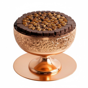 Bol de service en métal finition cuivre design vintage pour desserts et sucreries, vaisselle d'hôtel moderne polie pour célébrations, présentation de chocolats - Product Image 4