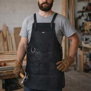 Tablier en cuir pleine fleur robuste, anti-odeur, finition professionnelle pour artisans et artisanes, protection d'atelier LPN-0240 - Product Image 5