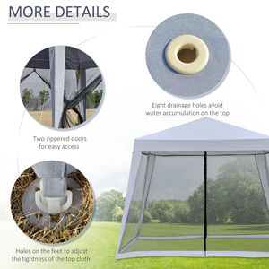 Tenda a baldacchino grigia da esterno 3x3m con gambe inclinate, protezione solare, pareti in PVC e pareti laterali in rete, tenda da patio con telaio in acciaio per feste - Product Image 6