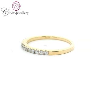 CLASSIC 18K AU750 SOILD YELLOW GOLD NATURAL DIAMOND WOMAN RING <b>WEDDING</b> BAND - Product Image 2