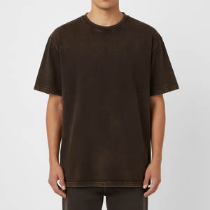 T-shirt en coton surdimensionné délavé à l'acide 230 GSM pour homme, style vintage streetwear, décontracté, respirant, doux, élégant, pour l'été, service OEM - Product Image 2
