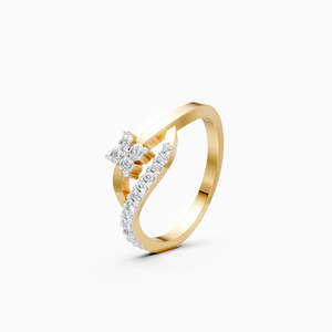Bague élégante et moderne avec diamant de laboratoire, sertie d'un diamant rond de 0,22 ct, idéale pour tous les jours |   En or jaune, blanc et rose 9 carats - Product Image 1