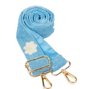 Blue White Game Day Beaded Handbag <b>Strap</b> Adjustable <b>Replacement</b> Shoulder Crossbody <b>Bag</b> <b>Strap</b> with Gold Clips for Embroidered - Product Image 1