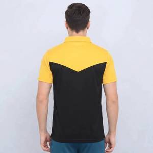 Men's Yellow Black Color Blocked Polo <b>Shirt</b> Short Sleeve Casual Knitted <b>Polyester</b> Front Logo Heat Transfer Printing - Product Image 6