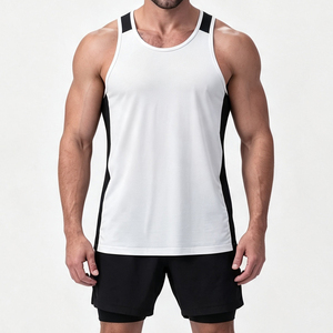 Contrast Color <b>Men's</b> <b>Compression</b> Tank Top Quick Dry Breathable Running <b>Vest</b> Gym Wear Training Sports - Product Image 1