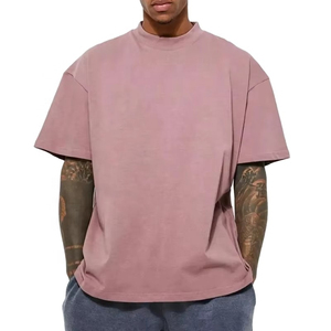 High Quality Men Boxy Fit t Shirt Manufacturer 100% Cotton Thick Collar Mock Neck Heavyweight Drop Shoulder T-shirts Men <b>Tshirts</b> - Product Image 6