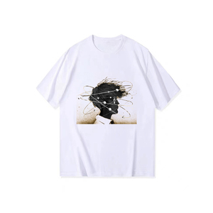 T-shirt en coton blanc à manches courtes pour homme, col rond, coupe classique, imprimé photo abstrait, tee-shirt décontracté en jersey, à porter au quotidien, t-shirt blanc pour homme - Product Image 2