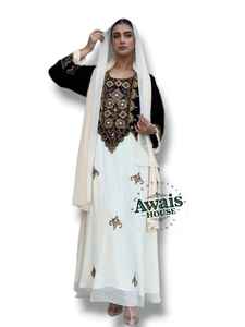 Venta al por mayor AWAIS HOUSE - Nuevo conjunto de lujo de 2 piezas para mujer musulmana: Vestido caftán de terciopelo liso con cuentas, corte A, largo hasta el suelo, modesto y sencillo. - Product Image 6