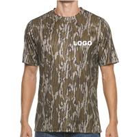 T-shirt de randonnée et de camping à col rond 100% coton, imprimé sur mesure avec un design vintage pour une utilisation en extérieur, t-shirts camouflage Bottomland pour homme