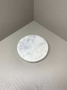 Ensemble de sous-verres ronds en marbre blanc, pierre naturelle avec coussinets en feutre, protection de table, décoration - Product Image 3