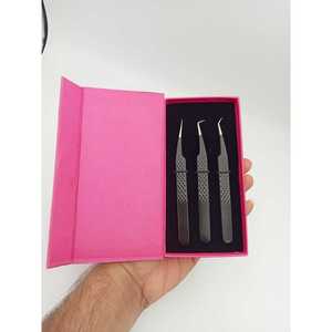 Pince à épiler professionnelle en acier inoxydable courbée de précision pour l'application d'extensions de cils en salon de beauté - Product Image 2