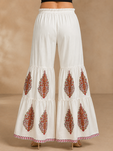 Fabrikpreis Damen Weiße Bedruckte Hose mit Elastischem Bund und Weitem Bein - Lässige Alltagskleidung Bequem zu Tragen - Product Image 5