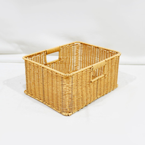 Top Rated Rectangular PE Rattan Storage <b>Basket</b> With Handles Simple Multi Purpose Neatening Organizer - Product Image 4